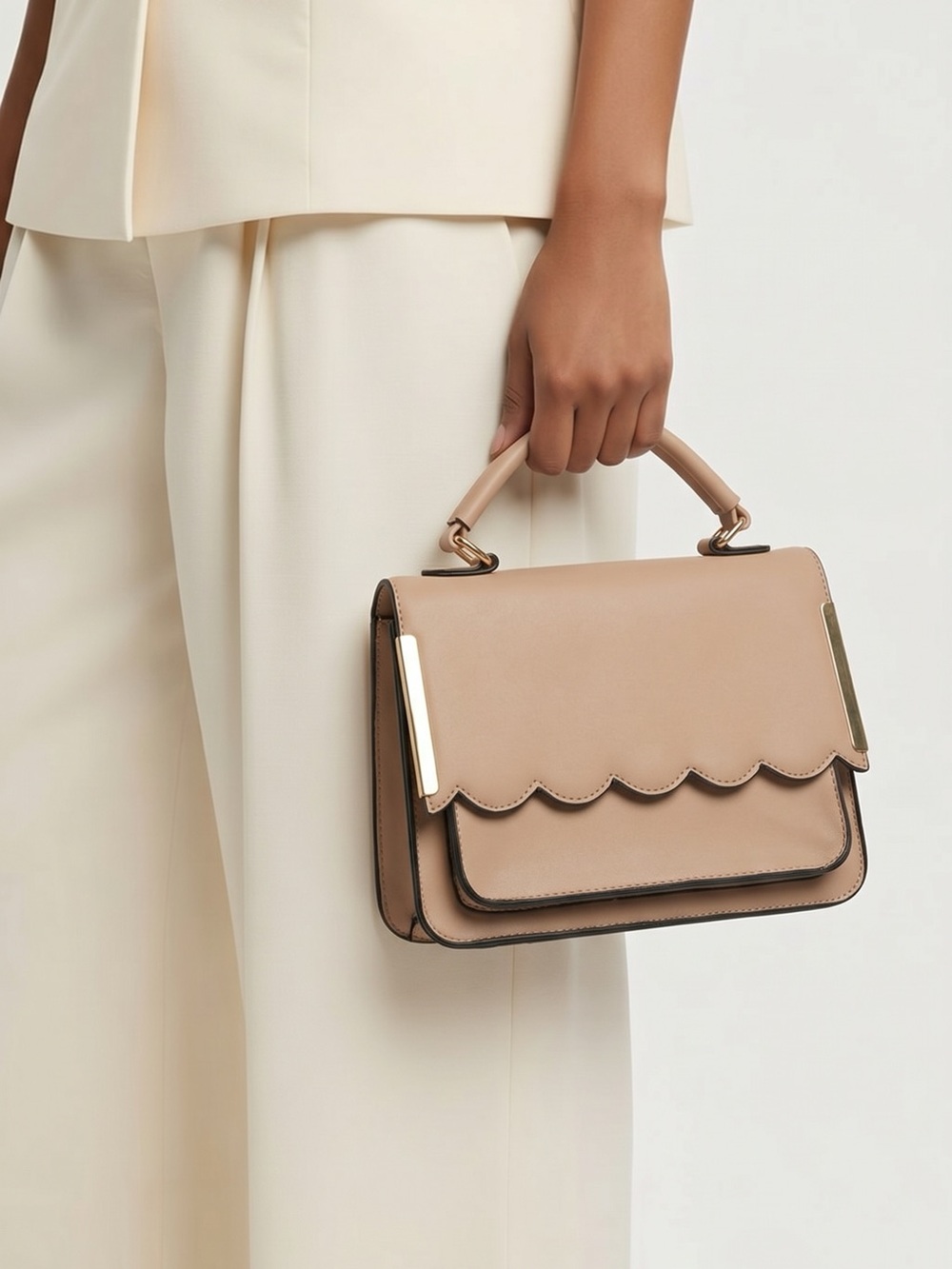Scalloped Top-Handle Satchel in Nude (never used ) super cute!